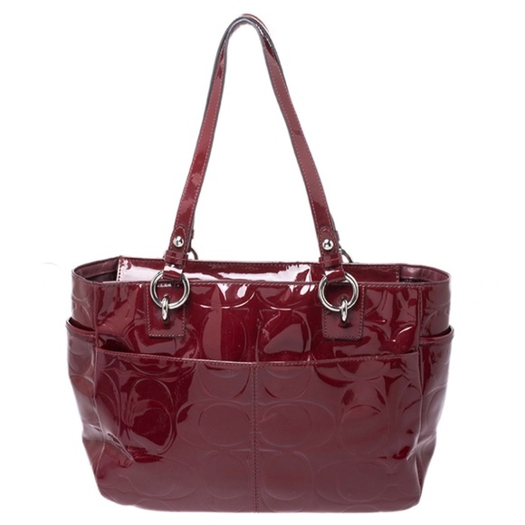 Coach Red Gallery Embossed Patent Leather Tote - Picture 4 of 9
